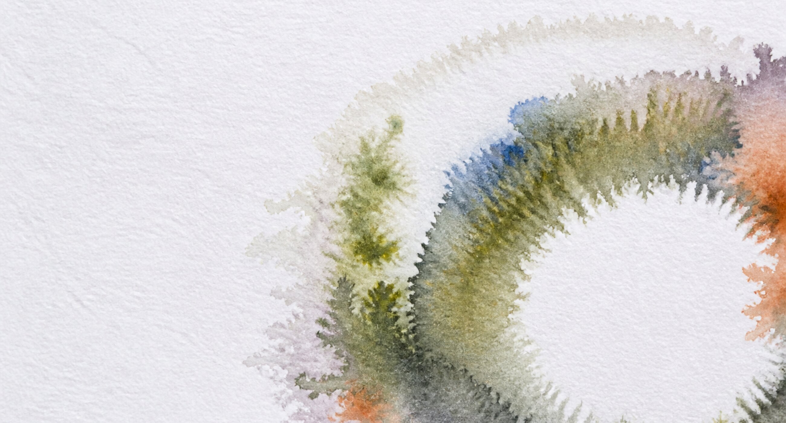 A single large open ink ring, wet and confident, with a faint second ring ghosted behind it.